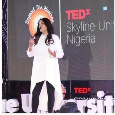Anju Ganglani speaking at TEDx Skyline University Nigeria