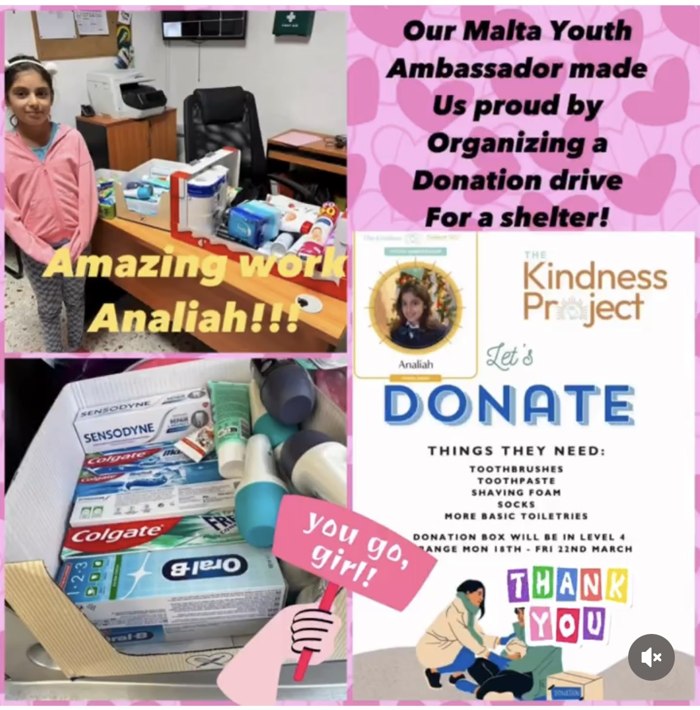 Our Malta Youth Ambassador organizing a donation drive for a shelter